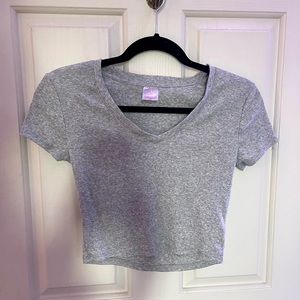 Cropped Grey V-Neck
